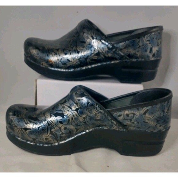 Dansko Professional Clogs Size 37 / US 6.5-7 Floral Metallic Iridescent Nursing - Picture 2 of 8